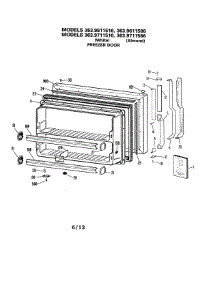 Freezer Door parts for Kenmore Refrigerator 363.9711586 (3639711586, 363 9711586) from AppliancePartsPros.com