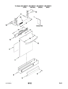 Door And Panel Parts parts for Kenmore Dishwasher 665.13962K011 (66513962K011, 665 13962K011) from AppliancePartsPros.com