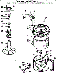 Tub And Basket Parts parts for Kenmore Washer 110.71990100 (11071990100, 110 71990100) from AppliancePartsPros.com