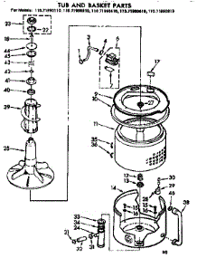 Tub And Basket Parts parts for Kenmore Washer 110.71990210 (11071990210, 110 71990210) from AppliancePartsPros.com