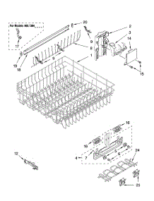 Upper Rack And Track Parts parts for Kenmore Dishwasher 665.13843K600 (66513843K600, 665 13843K600) from AppliancePartsPros.com