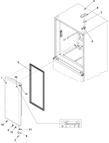 Right Refrigerator Door parts for Kenmore Refrigerator 596.73502300 (59673502300, 596 73502300) from AppliancePartsPros.com