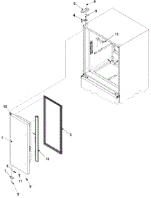 Left Refrigerator Door parts for Kenmore Refrigerator 596.73502300 (59673502300, 596 73502300) from AppliancePartsPros.com