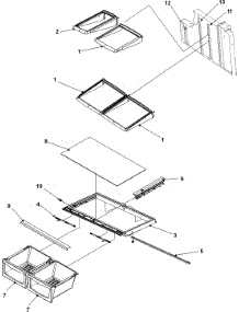 Refrigerator Shelving,Crispers & Ladders parts for Kenmore Refrigerator 596.77532600 (59677532600, 596 77532600) from AppliancePartsPros.com