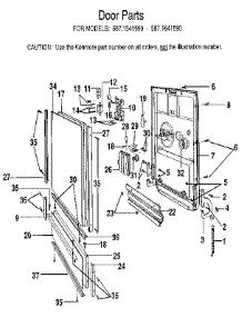 Door parts for Kenmore Dishwasher 587.1541590 (5871541590, 587 1541590) from AppliancePartsPros.com