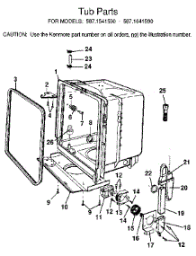 Tub parts for Kenmore Dishwasher 587.1541590 (5871541590, 587 1541590) from AppliancePartsPros.com
