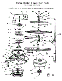 Motor, Heater & Spray Arm parts for Kenmore Dishwasher 587.1574590 (5871574590, 587 1574590) from AppliancePartsPros.com