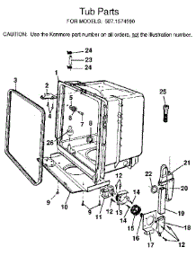 Tub parts for Kenmore Dishwasher 587.1574590 (5871574590, 587 1574590) from AppliancePartsPros.com