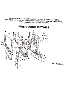 Inner Door Detail parts for Kenmore Dishwasher 587.715613 (587715613, 587 715613) from AppliancePartsPros.com