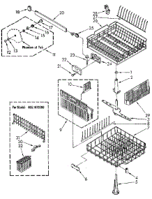 Dishrack parts for Kenmore Dishwasher 665.1570590 (6651570590, 665 1570590) from AppliancePartsPros.com