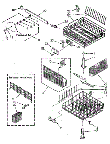Dishrack parts for Kenmore Dishwasher 665.1570591 (6651570591, 665 1570591) from AppliancePartsPros.com