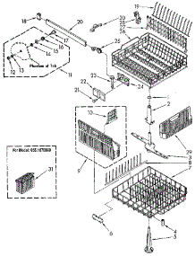 Dishrack parts for Kenmore Dishwasher 665.1570990 (6651570990, 665 1570990) from AppliancePartsPros.com