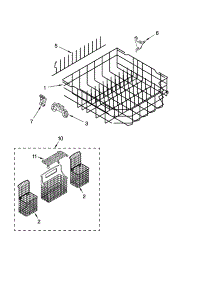 Lower Rack Parts parts for Kenmore Dishwasher 665.16602301 (66516602301, 665 16602301) from AppliancePartsPros.com