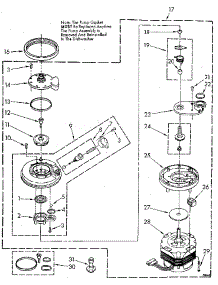 Pump And Motor parts for Kenmore Dishwasher 665.1660591 (6651660591, 665 1660591) from AppliancePartsPros.com
