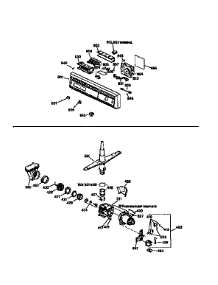 Escutcheon & Motor Pump Mechanism parts for Kenmore Dishwasher 363.1555992 (3631555992, 363 1555992) from AppliancePartsPros.com