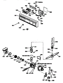 Escutcheon / Motor Pump Assy. parts for Kenmore Dishwasher 363.1556992 (3631556992, 363 1556992) from AppliancePartsPros.com