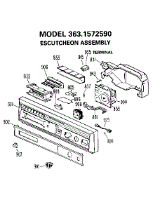 Eacutcheon Assembly parts for Kenmore Dishwasher 363.1572590 (3631572590, 363 1572590) from AppliancePartsPros.com