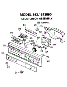 Escutcheon Assembly parts for Kenmore Dishwasher 363.1573590 (3631573590, 363 1573590) from AppliancePartsPros.com