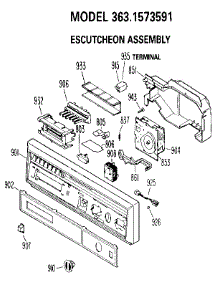 Escutcheon Assembly parts for Kenmore Dishwasher 363.1573591 (3631573591, 363 1573591) from AppliancePartsPros.com