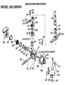 Motor Pump Mechanism parts for Kenmore Dishwasher 363.1655591 (3631655591, 363 1655591) from AppliancePartsPros.com