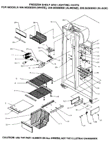 Freezer Shelf And Lighting parts for Kenmore Refrigerator 596.95308200 (59695308200, 596 95308200) from AppliancePartsPros.com