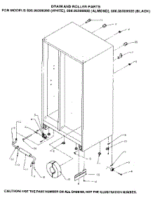 Drain And Roller parts for Kenmore Refrigerator 596.95308800 (59695308800, 596 95308800) from AppliancePartsPros.com
