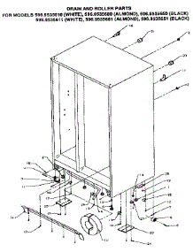 Drain And Roller parts for Kenmore Refrigerator 596.9535651 (5969535651, 596 9535651) from AppliancePartsPros.com