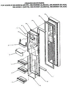 Freezer Door parts for Kenmore Refrigerator 596.9535680 (5969535680, 596 9535680) from AppliancePartsPros.com