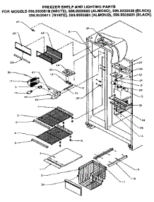 Freezer Shelf And Lighting parts for Kenmore Refrigerator 596.9535680 (5969535680, 596 9535680) from AppliancePartsPros.com