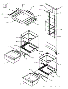 Refrigerator Shelf And Crisper parts for Kenmore Refrigerator 596.9555550 (5969555550, 596 9555550) from AppliancePartsPros.com
