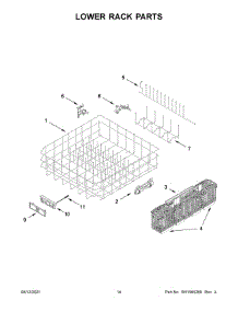 Lower Rack Parts parts for Kenmore Elite Dishwasher 66514869N120 from AppliancePartsPros.com