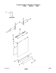 Door And Panel Parts parts for Kenmore Dishwasher 665.15043K110 (66515043K110, 665 15043K110) from AppliancePartsPros.com