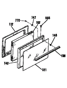 Oven Door Section parts for Kenmore Range 363.9164190 (3639164190, 363 9164190) from AppliancePartsPros.com