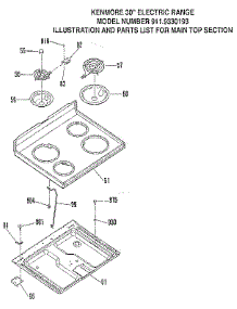 Main Top Section parts for Kenmore Range 363.9330193 (3639330193, 363 9330193) from AppliancePartsPros.com