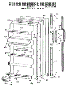 Fresh Food Door parts for Kenmore Refrigerator 363.9420580 (3639420580, 363 9420580) from AppliancePartsPros.com