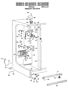 Freezer Section parts for Kenmore Refrigerator 363.9420580 (3639420580, 363 9420580) from AppliancePartsPros.com