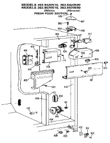 Fresh Food Section parts for Kenmore Refrigerator 363.9420580 (3639420580, 363 9420580) from AppliancePartsPros.com