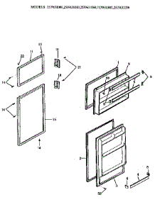 Door parts for Kenmore Refrigerator 253.9631080 (2539631080, 253 9631080) from AppliancePartsPros.com