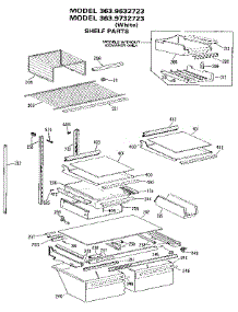Shelf parts for Kenmore Refrigerator 363.9632723 (3639632723, 363 9632723) from AppliancePartsPros.com