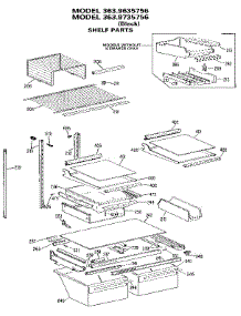 Shelf parts for Kenmore Refrigerator 363.9635756 (3639635756, 363 9635756) from AppliancePartsPros.com