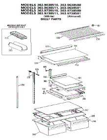 Shelf parts for Kenmore Refrigerator 363.9638510 (3639638510, 363 9638510) from AppliancePartsPros.com