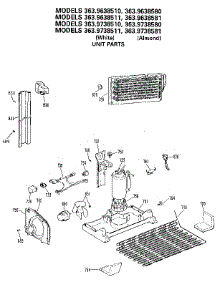 Unit parts for Kenmore Refrigerator 363.9638581 (3639638581, 363 9638581) from AppliancePartsPros.com