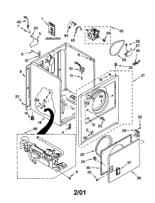 Cabinet parts for Kenmore Dryer 110.72202100 (11072202100, 110 72202100) from AppliancePartsPros.com