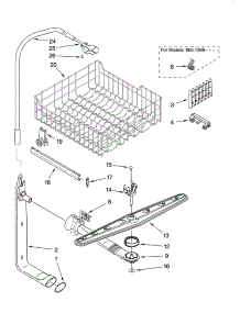 Upper Dishrack And Water Feed Parts parts for Kenmore Dishwasher 665.13594K600 (66513594K600, 665 13594K600) from AppliancePartsPros.com