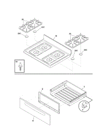 Top / Drawer parts for Kenmore Range 790.78521401 (79078521401, 790 78521401) from AppliancePartsPros.com