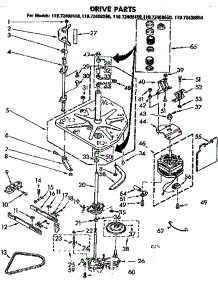 Drive Parts parts for Kenmore Washer 110.72408650 (11072408650, 110 72408650) from AppliancePartsPros.com
