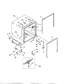 Tub And Frame parts for Kenmore Dishwasher 665.13432K701 (66513432K701, 665 13432K701) from AppliancePartsPros.com