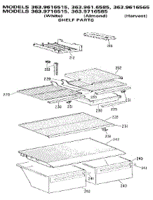 Shelf parts for Kenmore Refrigerator 363.9716515 (3639716515, 363 9716515) from AppliancePartsPros.com