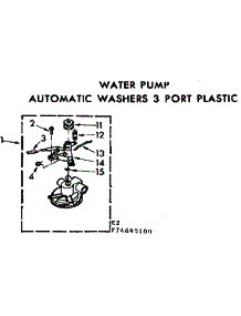 Water Pump Automatic Washers 3 Port Plastic parts for Kenmore Washer 110.74690600 (11074690600, 110 74690600) from AppliancePartsPros.com