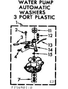 Water Pump Automatic Washers 3 Port Plastic parts for Kenmore Washer 110.74690610 (11074690610, 110 74690610) from AppliancePartsPros.com